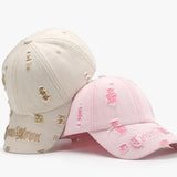 Distressed Letter Embroidered Baseball Cap - Trendsi - Flyclothing LLC