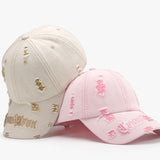 Distressed Letter Embroidered Baseball Cap - Trendsi
