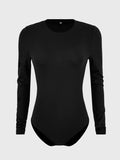 Round Neck Long Sleeve Bodysuit - Trendsi