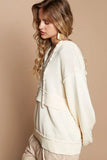 POL Half Zip Drop Shoulder Hooded Sweater - Trendsi