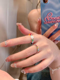 Acrylic Beaded Heart Ring - Trendsi - Flyclothing LLC