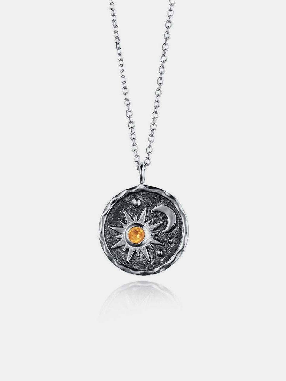 Alloy Inlaid Zircon Sun & Moon Necklace - Trendsi - Flyclothing LLC