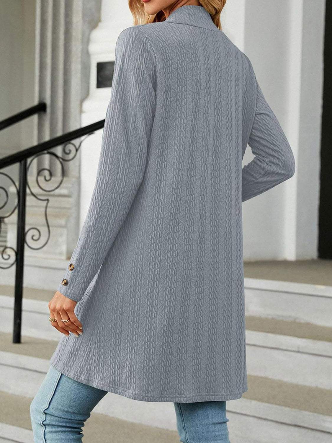 Open Front Long Sleeve Cardigan - Trendsi - Flyclothing LLC
