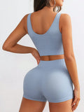 Round Neck Wide Strap Top and Shorts Active Set - Trendsi
