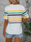 Striped Round Neck Short Sleeve T-Shirt - Trendsi