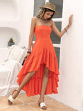 High-Low Ruched Tube Dress - Trendsi - Flyclothing LLC