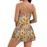 Baha Ranch Vintage Rodeo Poster Skirted Swimsuit - Baha Ranch Western Wear - Flyclothing LLC