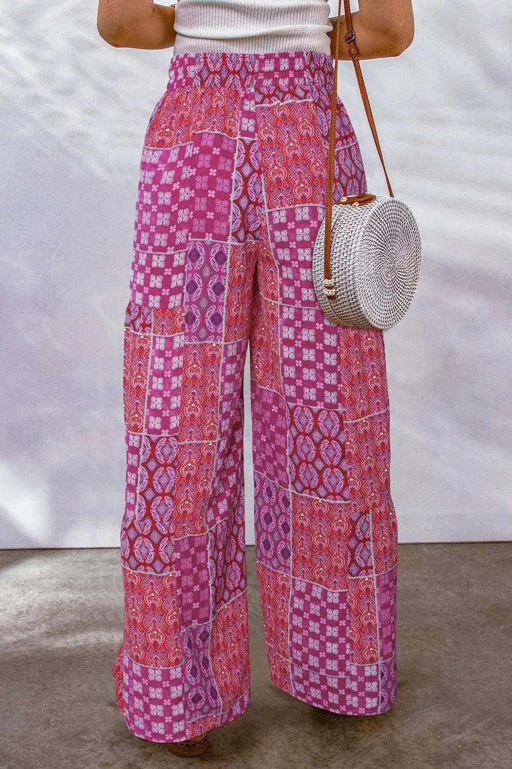 Full Size Drawstring Printed Wide Leg Pants - Trendsi - Flyclothing LLC