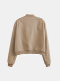 Pocketed Snap Down Baseball Collar Jacket - Trendsi