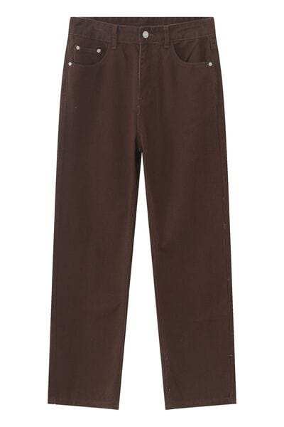 Straight Leg Jeans with Pockets - Trendsi - Flyclothing LLC