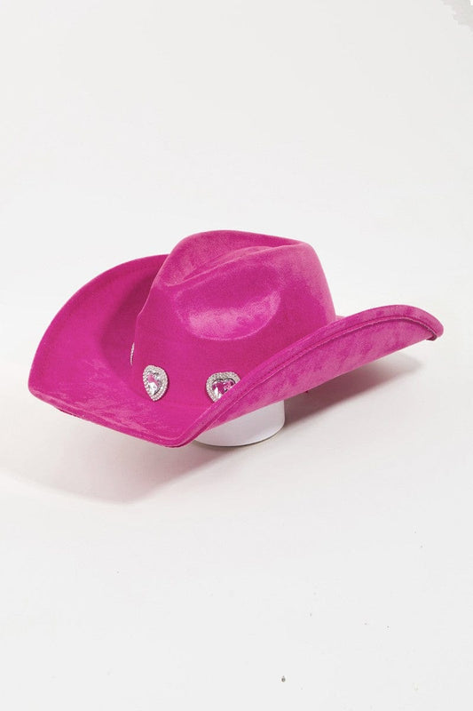 Fame Rhinestone Pave Heart Cowboy Hat - Trendsi