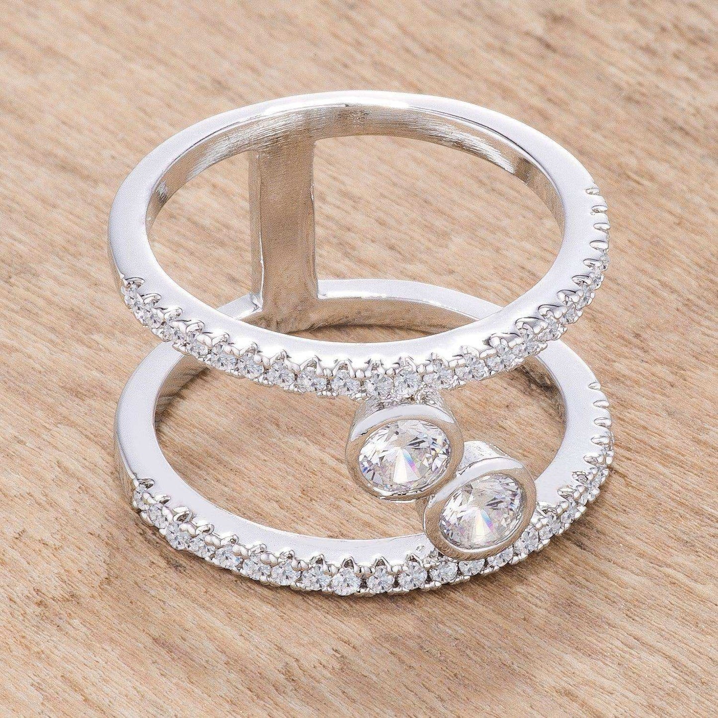 .86Ct Rhodium Plated Floating Bubbles CZ Ring - JGI - Flyclothing LLC