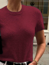 Round Neck Short Sleeve Sweater - Trendsi - Flyclothing LLC