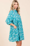 Mittoshop Zebra Print Button Down Shirt Mini Dress - Trendsi