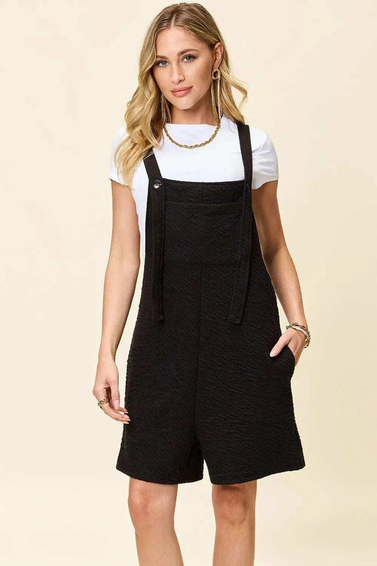 Double Take Full Size Texture Square Neck Romper - Trendsi - Flyclothing LLC
