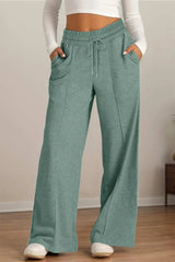 Drawstring Elastic Waist Wide Leg Pants - Trendsi - Flyclothing LLC