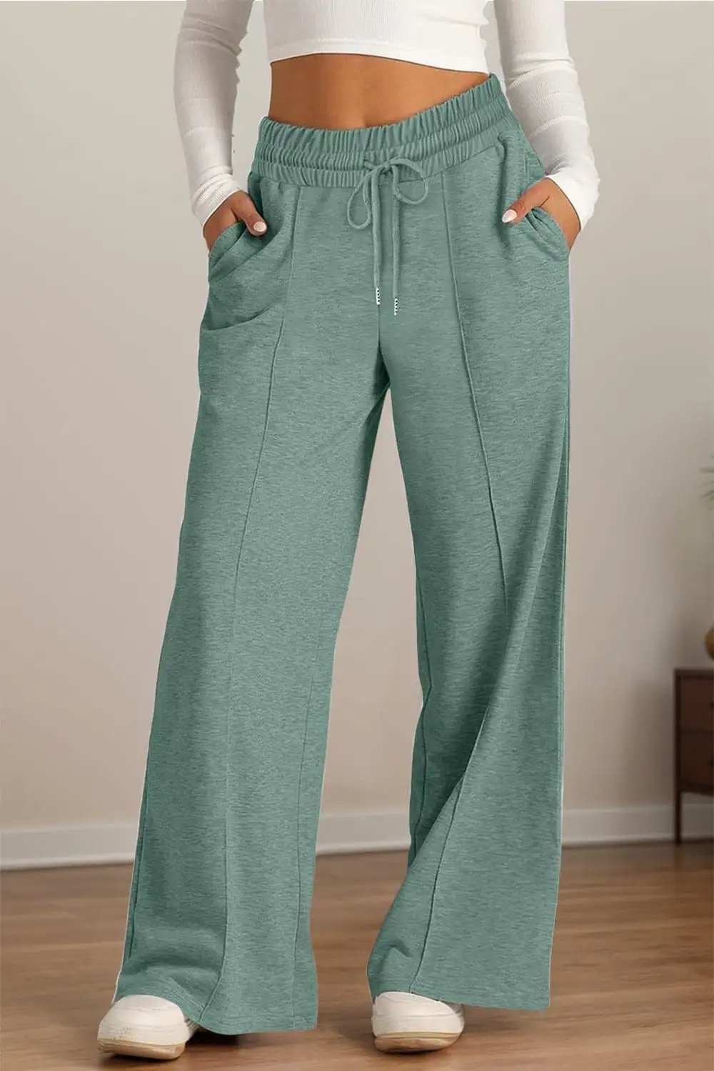 Drawstring Elastic Waist Wide Leg Pants - Trendsi - Flyclothing LLC