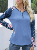 V-Neck Floral Long Sleeve T-Shirt - Trendsi - Flyclothing LLC