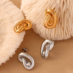 Titanium Steel Knot Stud Earrings - Trendsi