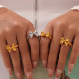 Twisted Titanium Steel Bow Ring - Trendsi - Flyclothing LLC