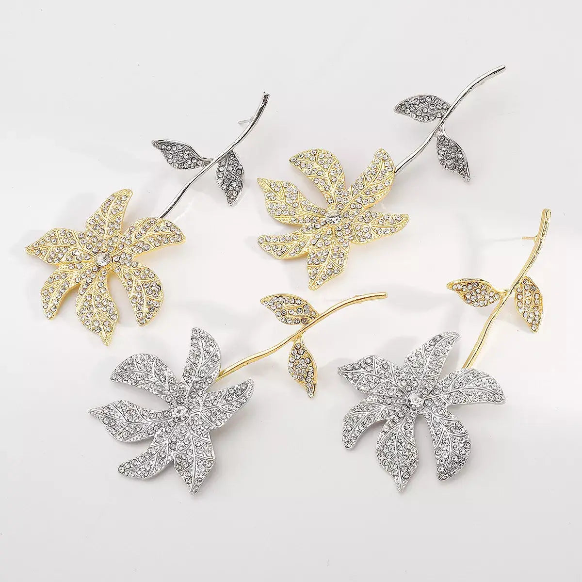 Rhinestone Flower Dangle Earrings - Trendsi - Flyclothing LLC