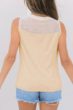 Mesh Patchwork Crew Neck Tank - Trendsi