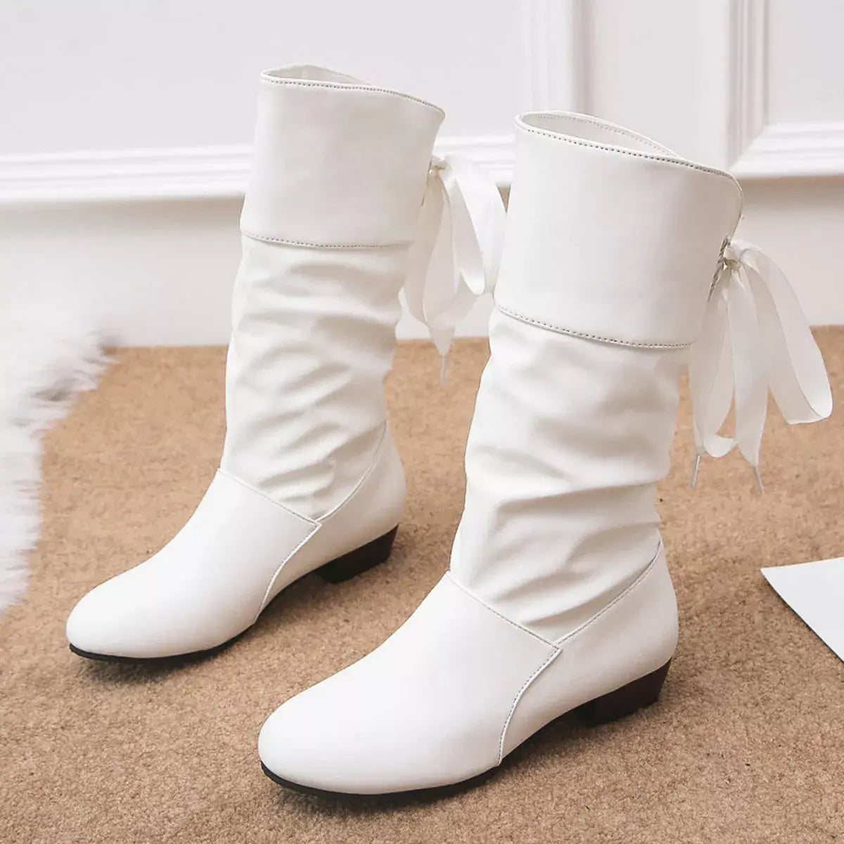Round Toe Block Heels Boots - Trendsi - Flyclothing LLC