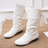 Round Toe Block Heels Boots - Trendsi - Flyclothing LLC