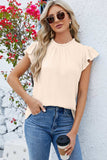 Ruffled Round Neck Cap Sleeve Blouse - Trendsi - Flyclothing LLC