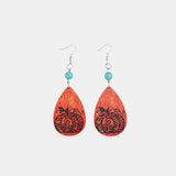 Turquoise Wooden Pumpkin Teardrop Earrings - Trendsi