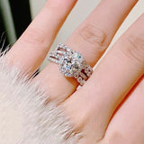 3 Carat Moissanite 925 Sterling Silver Layered Ring - Trendsi