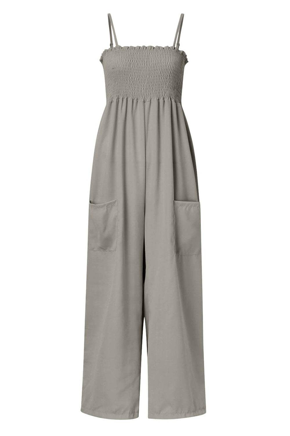 Smocked Spaghetti Strap Wide Leg Jumpsuit - Trendsi - Flyclothing LLC