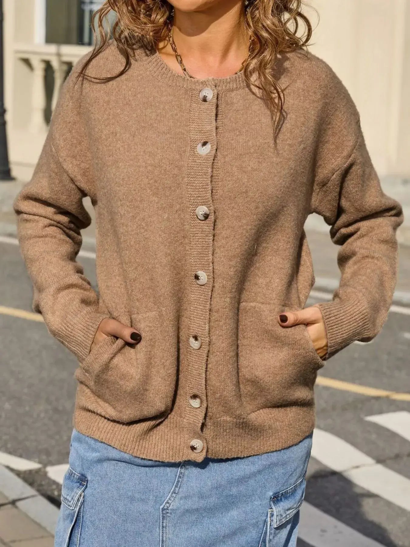 Casual Button-Down Knit Cardigan - Trendsi - Flyclothing LLC