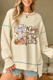 High-Low Contrast Stitching Round Neck Sweatshirt - Trendsi - Flyclothing LLC