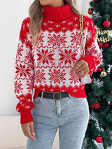 Christmas Snowflake Turtleneck Long Sleeve Sweater - Trendsi - Flyclothing LLC