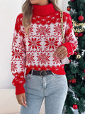 Christmas Snowflake Turtleneck Long Sleeve Sweater - Trendsi - Flyclothing LLC