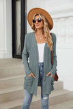 Pocketed Open Front Long Sleeve Cardigan - Trendsi - Flyclothing LLC