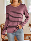 Lovelet Striped Round Neck Long Sleeve T-Shirt - Trendsi - Flyclothing LLC