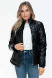 Snobbish Pocketed Zip Up Turtleneck Puffer Jacket - Trendsi