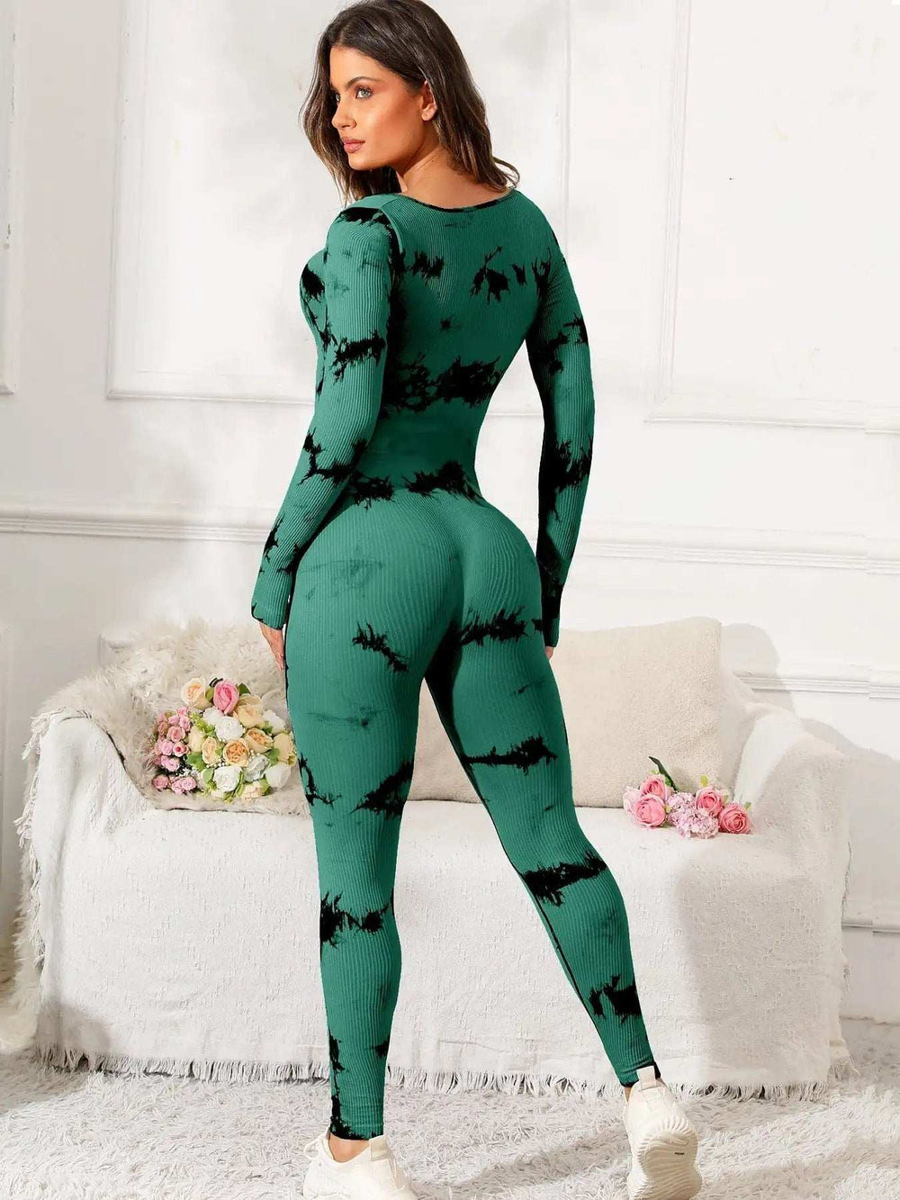 Scoop Neck Long Sleeve Active Jumpsuit - Trendsi - Flyclothing LLC