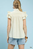 Umgee Ruffled Sleeve Textured Blouse - Trendsi - Flyclothing LLC
