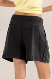 HYFVE High Waist Pleated Linen Shorts - Trendsi - Flyclothing LLC