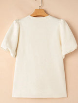 Textured Puff Sleeve T-Shirt - Trendsi - Flyclothing LLC
