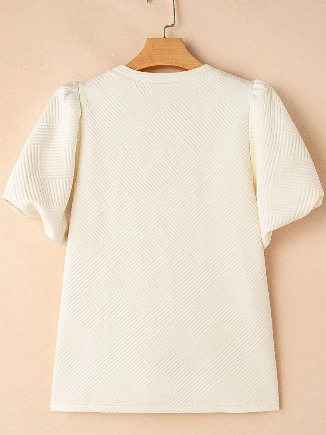 Textured Puff Sleeve T-Shirt - Trendsi - Flyclothing LLC