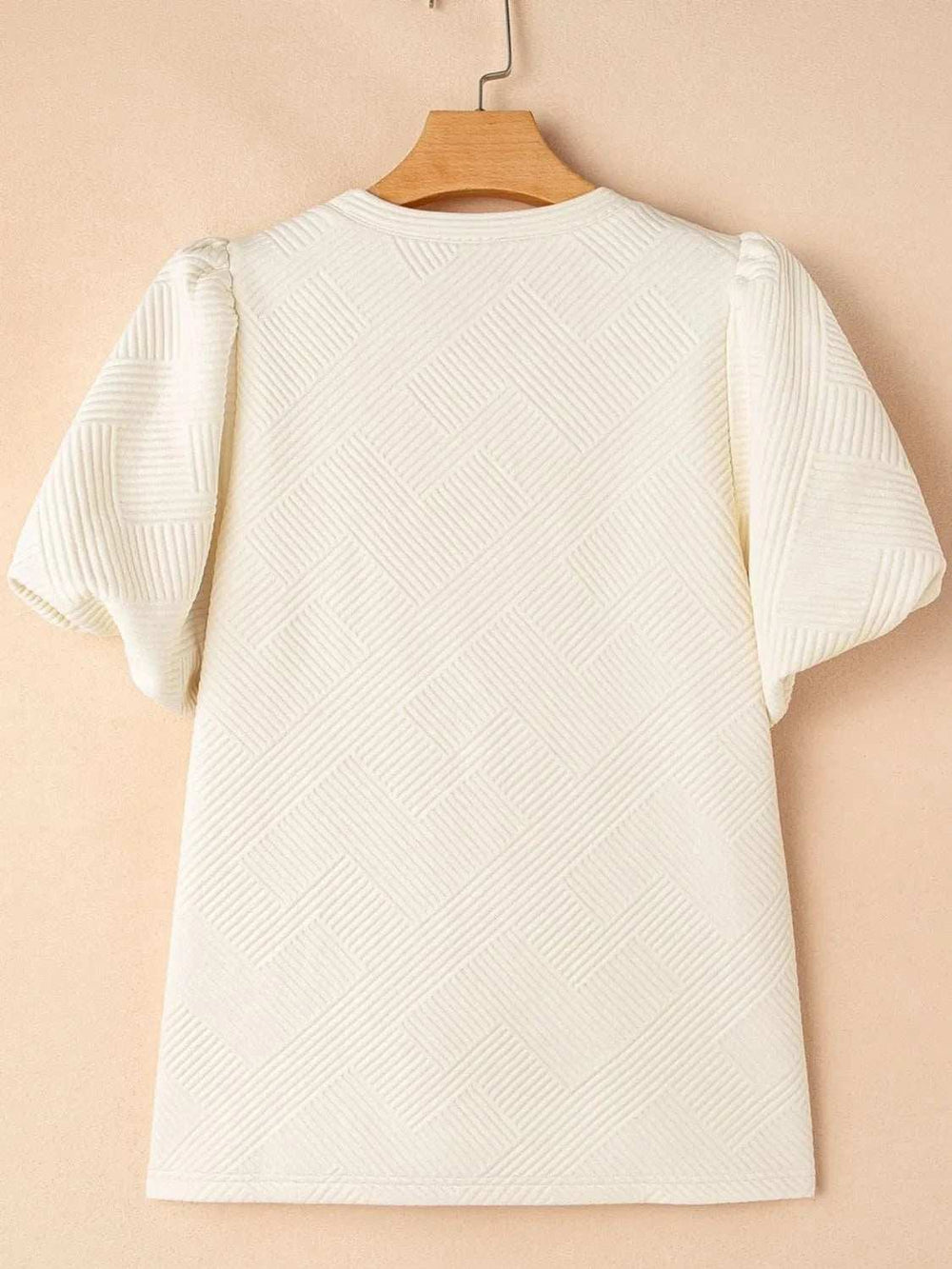 Textured Puff Sleeve T-Shirt - Trendsi - Flyclothing LLC