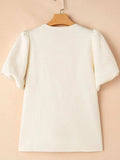 Textured Puff Sleeve T-Shirt - Trendsi - Flyclothing LLC