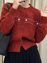 Cable Knit Button Up Cardigan - Trendsi - Flyclothing LLC