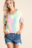 BiBi Tie Dye French Terry Print Top - Trendsi - Flyclothing LLC