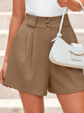 Two Button Wide Waistband Shorts - Trendsi - Flyclothing LLC