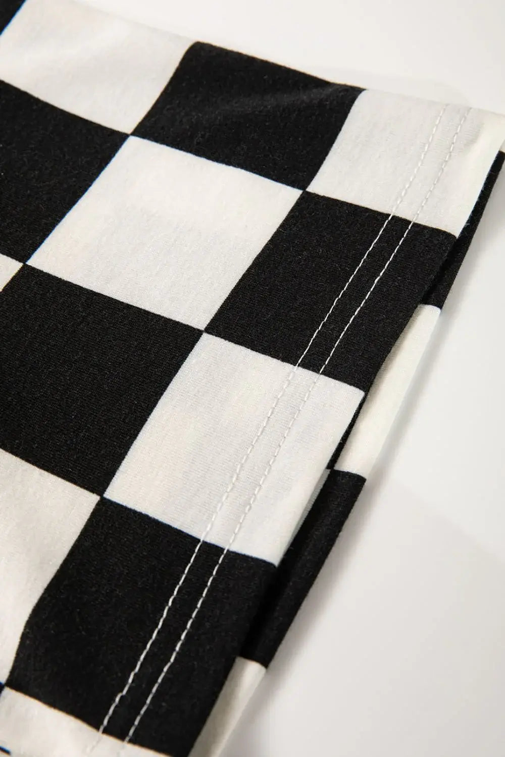 Checkerboard V Neck Loose Tee and Shorts Set - Trendsi - Flyclothing LLC